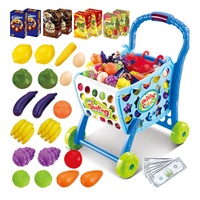 008-902A chariot de supermarché chariot de jeu de simulation 3 en 1 chariot de magasin de fruits et légumes de nourriture jouet avec son léger pour les enfants