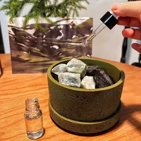 En gros, Pot diffuseur en ciment texturé avec couvercle, Kit diffuseur à bâtonnets avec pierre de cristal de roche naturelle parfumée, Meilleur parfum d'ambiance Wabi
