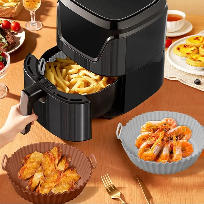 80 Gramm Oem Silikon Luft fritte use Backkorb Tablett 8 Zoll Luft fritte use Pot Pan Liner, wieder verwendbare Bpa Free Air Fryer Silikon topf