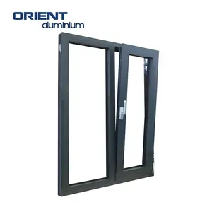 Puertas y ventanas de aluminio plegables para el hogar, puertas y ventanas de diseño moderno, color negro