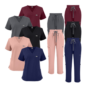 Uniformes Quirúrgicos para <span class=keywords><strong>Hombre</strong></span> y Mujer, Conjuntos de Uniformes Médicos de Tela Elástica, Conjuntos de Uniformes de Enfermería con Cuello en V y 3 Bolsillos, Uniformes de Hospital - Product Image 3