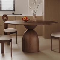 Table à manger moderne ModHomi en bois massif, forme ronde avec plateau design champignon, idéale pour petit appartement, cuisine ou restaurant