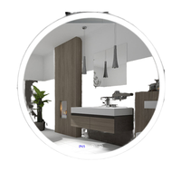 Miroir de salle de bain LED rond moderne en alliage d'aluminium, éclairage frontal, bord givré, miroir de maquillage intelligent illuminé pour hôtel et décoration intérieure