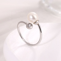 Bagues KAMMY 7-7,5 mm en argent sterling plaqué platine/rhodium avec perles d'eau douce de luxe, double perle, design tendance pour fiançailles