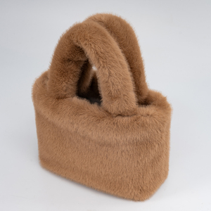 Custom Winter Luxury Fashion Puffer Tote Bag Cute Soft Fluffy Plush Zip Flowers <strong>Cony</strong> Hair Fabric Pillow Shape Ultralight - Product Image 2