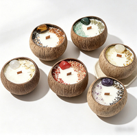 Bougie décorative en coquille de noix de coco, fleurs séchées, cristal, parfumée, cire de soja naturelle avec mèche en bois, artisanale, cadeau d'aromathérapie