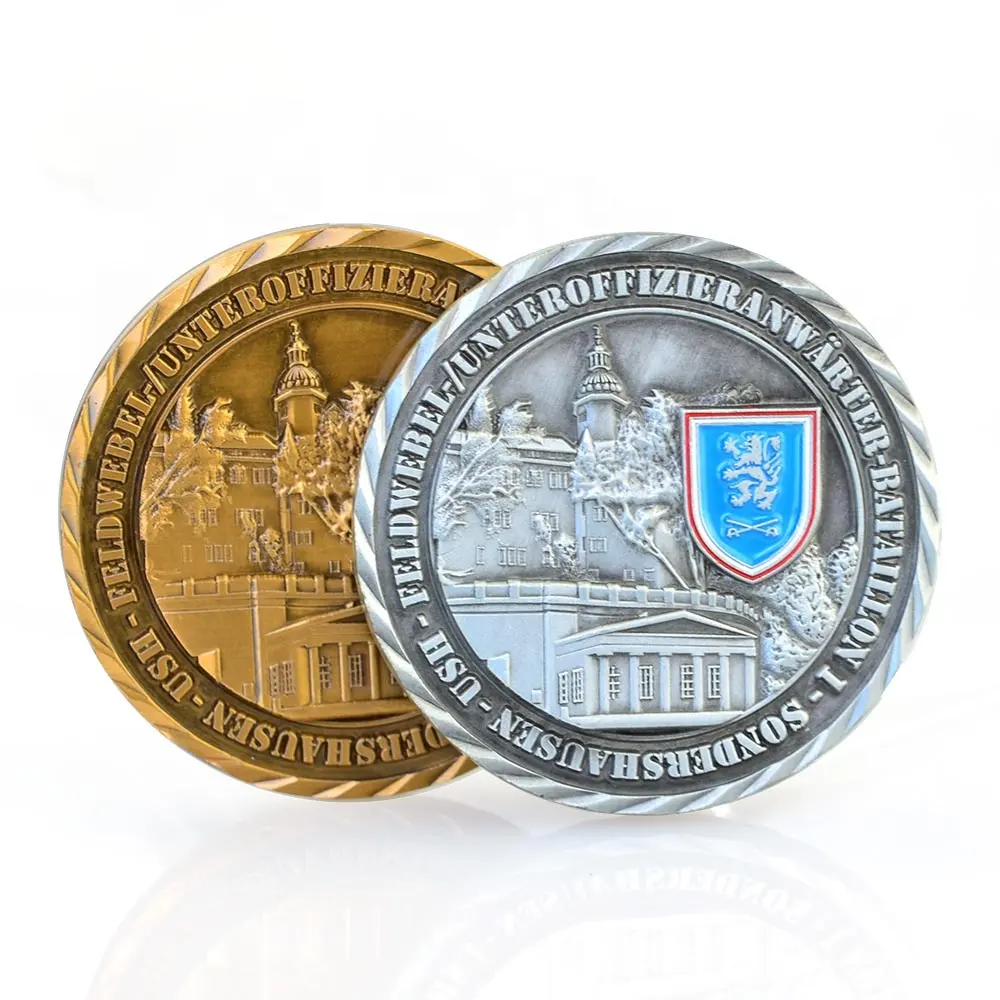 Medallón de metal con forma personalizada, placa de alta calidad, oro antiguo, nuevo