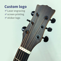 Solid Top Acoustic Guitar 36 40 41 Inch Cutaway Solid Spruce Top Satin Natural Folk Guitar with Cross Inlay wholesale