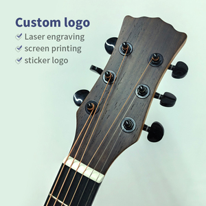 Guitare acoustique à table massive 36 40 41 pouces, avec éclisse, table en épicéa massif, finition satinée naturelle, guitare folk avec incrustation en croix, vente en gros - Product Image 2