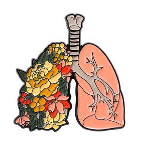 Broche Médico da Série Órgão, em Metal, com Tema Pulmônio e Respiração, com Impressão de Corte e Vinco, em Formato de Flor do Tórax, com Agulha e Técnica de Fundição, para Colar - Product Image 6
