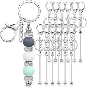 Pcs Beadable Keychains Bars Bulk Blank <b>Beaded</b> Metal Keychain For Craft DIY Gift - Product Image 1