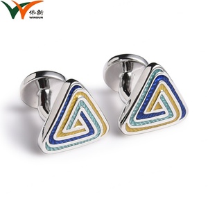 Exquisitos Mancuernillas con Revestimiento de Vidrio en Forma de Triángulo, Estilo Brillante y Hermosos Colores - Product Image 2