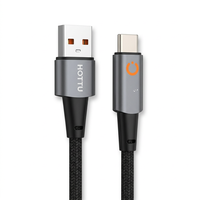 Câble de charge USB-A vers Type-C tressé noir pour smartphone, tablette, batterie externe, ordinateur portable, voiture, maison, voyage