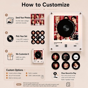 Cajas de Música Personalizadas con 9 Discos de Vinilo Giratorios NFC, Reproductor de Música con Luz Cálida y Reproducción Automática para Decoración Navideña y Regalos - Product Image 5