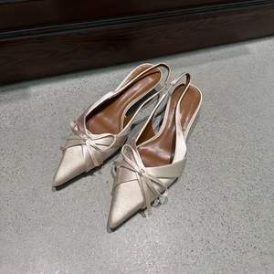 Zapatos de Novia Elegantes y Sensuales con Correa en el Tobillo, Punta Francesa, Tacón Bajo y Lazo, Zapatos de Tacón Alto para Mujer - Product Image 1