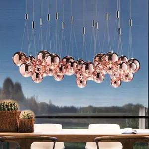 Lámpara de araña de bola de cristal simple moderna, lámpara colgante para restaurante, bar, dormitorio, luz colgante, iluminación de techo de cabecera