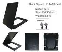 Siège de toilette carré moderne noir et blanc en céramique avec design en urée Duroplast pour salle de bain