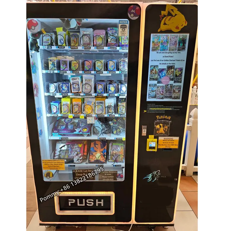 Akıllı nakit para kartı işletilen toptan Pokemond kart koleksiyonu elektronik süt satış otomatı