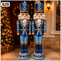 Sculpture de Noël en fibre de verre taille réelle BSA, Statue de Casse-Noisette en résine bleue pour la décoration des centres commerciaux et des cours