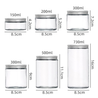 Toples Kaca Mulut Lebar 5oz 6.7oz 10oz 16oz 24oz untuk Kacang, Kue Kering, Permen, Penyimpanan Makanan Transparan dengan Tutup Aluminium Perak