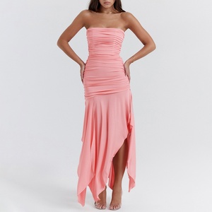 Robe asymétrique plissée abricot, style avant-gardiste unique et tendance, robes sur mesure - Product Image 3