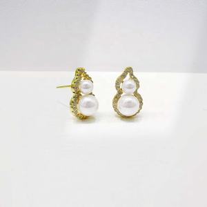 Pendientes de plata de ley 925 con diseño de calabaza, para profesoras, elegantes, únicos, delicados, con gemas, perlas, chapados en oro de 14k para mujer. - Product Image 2