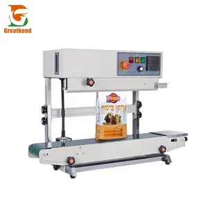 FR900 High Quality Stand Up Pouch Food Continuous Plastic Film Bag Zipper Automatic Band Sealer Vertical Sealing Machine