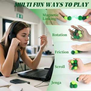 Jouets anti-stress à billes magnétiques pour adultes et adolescents, 6 pièces, balles texturées en silicone, jouet sensoriel, soulagement de l'anxiété, TDAH, autisme, portable - Product Image 6