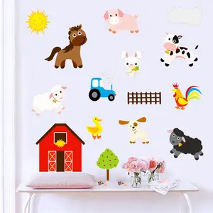Cartoon farm animal wall stickers children's room kindergarten layout stickers waterproof self-adhesive wallpaper removable