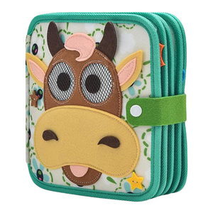 Libro de tela Montessori de fieltro para bebés, con animales y granja en 3D, libro de actividades para el aprendizaje de habilidades básicas, tablero de actividades, juguete de viaje para niños pequeños - Product Image 1