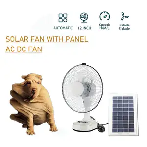 12 inch 12v ac dc electric solar panel powered table battery charger charging fan rechargeable fan with solar panel