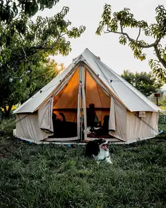 Woqi-tienda de campaña de lona de algodón para exteriores, carpa grande de fiesta redonda a prueba de agua