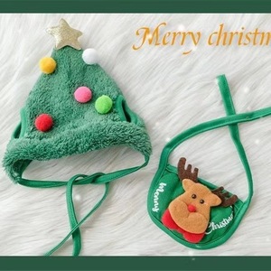 Chapeau de Père Noël, antlers de renne, bavoir pour chien, costume d'hiver pour animaux de compagnie, style dessin animé doux pour chiens et chats - Product Image 5
