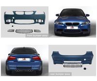 Suku Cadang Mobil Gaya M3 untuk BMW Seri 3 E90 2009-2012, Body Kit Bumper M3 PP, Side Skirt, Pipa Knalpot, dan Fender Kap Mesin