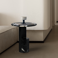 Table basse convertible en marbre noir Calacatta Viola, design contemporain OEM, base en métal, pour salon