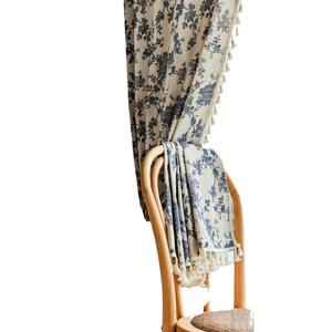Style nord-américain petite fenêtre rideaux transfrontalier gland café demi rideaux coton lin impression pour balcon <span class=keywords><strong>baie</strong></span> vitrée - Product Image 5