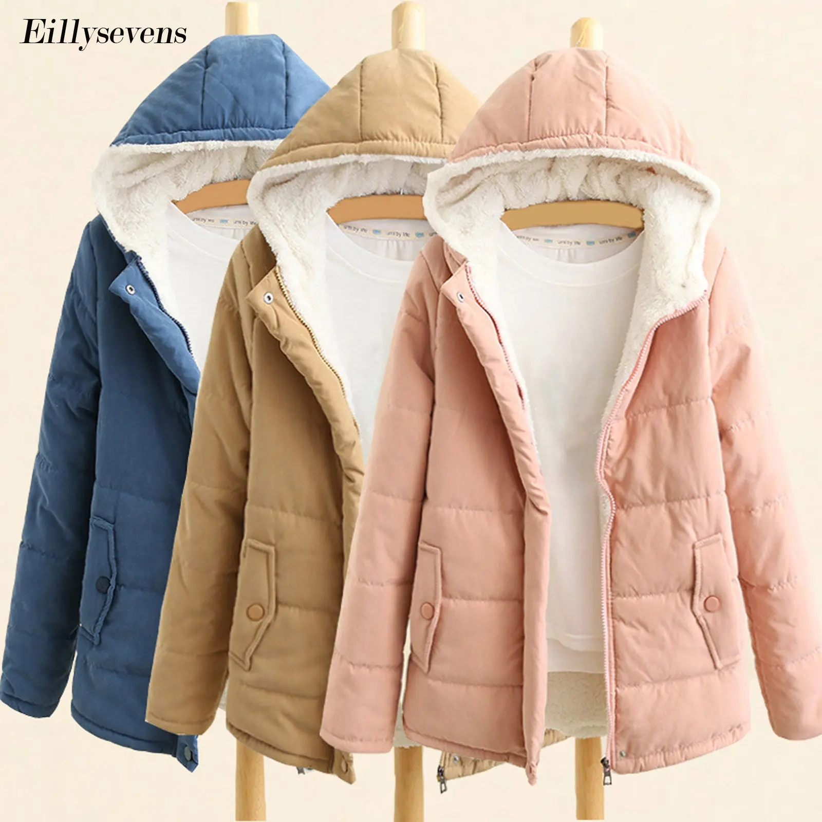 Solid Warm Hooded Collar Jacket Casual Women Winter And Autumn Wear High Quality Parkas Outwear Women Long Sleeve Coats
