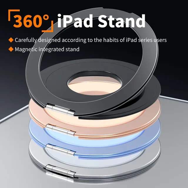 360-Degree Rotating Aluminum Alloy Stand Holder Foldable Expandable Desktop Magnetic Universal Tablet Lazy Stand for iPad
