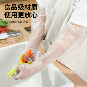 Disposable Thickened Cpe Long Arm Gloves Waterproof Oil Resistant For Dishwashing Household Chores - Product Image 2