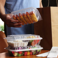 Boîte alimentaire jetable en PP, type clamshell, pour plats à emporter, emballage micro-ondable, en plastique, avec couvercle rectangulaire, recyclable, pour nouilles et salades