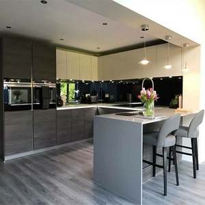 Nouveautés : Ensemble de cuisine modulaire personnalisé avec armoire pour appareils électroménagers, options marbre/feuille de placage, charnières et paniers de tiroir - Product Image 3