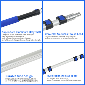 Tige télescopique en aluminium Viros 5 sections 12 pieds à 24 pieds extension rouleau de peinture poignée télescopique - Product Image 3