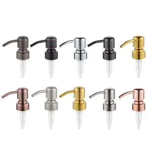 Pompa Airless di vetro di alta qualità pompa per lozione 28/410 28/400 in metallo nero Dispenser pompa per sapone in acciaio inox con oro