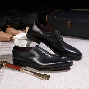 Classic Office Social Dress Shoe for Men Wear High Quality Formal Lace up Solid Oxford Handmade Custom Fashion <b>Cow</b> Leather Shoes - Product Image 5