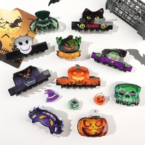 Shily&OS Pinzas para el Cabello <span class=keywords><strong>de</strong></span> PVC con Diseño <span class=keywords><strong>de</strong></span> Halloween, 15 Estilos - Pinzas con Forma <span class=keywords><strong>de</strong></span> Calabaza, Calavera, Murciélago y Fantasma para Mujer, Venta al Por Mayor - Product Image 2