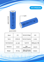 Baterai Lithium Ion Lifepo4 Prismatic EVE 33140 C33 Isi Ulang 3.2V 15.2AH untuk Sistem Tenaga Surya, Stasiun Daya Portabel, dan Sepeda Listrik
