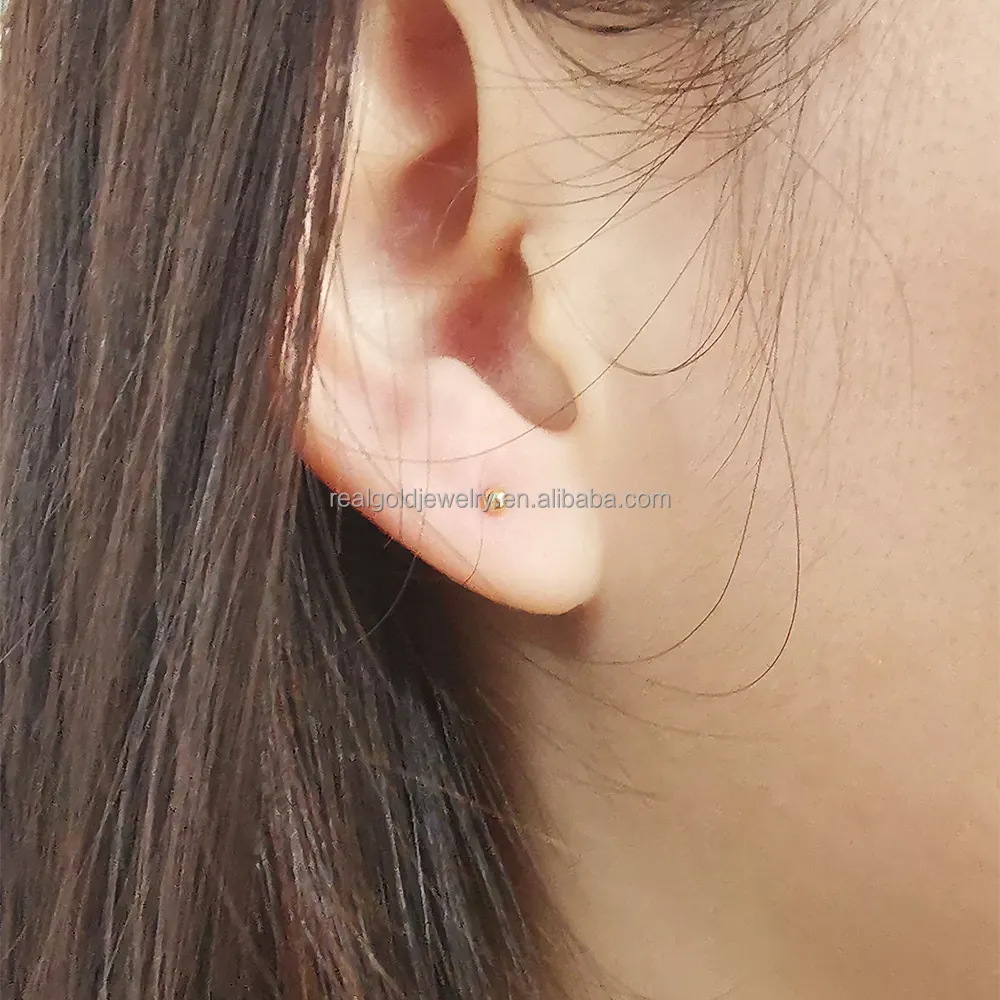 Baby Earring Stud Real 18K Gold Spot Earring Ear Cartilage Pin Piercing Jewelry