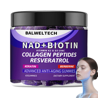Complément alimentaire OEM NAD+ Resvératrol Berbérine Biotine Collagène Kératine Zinc Vitamine K D en gommes pour les cheveux, la peau, les ongles et les articulations