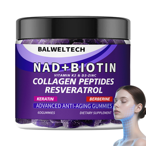 Suplemento OEM de NAD+, Resveratrol, Berberina, Biotina, Colágeno, Queratina, Zinc, Vitaminas K y D en Gomitas para Cabello, Piel, Uñas y Articulaciones - Product Image 1