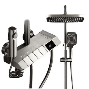 Colonne de douche de luxe avec mitigeur de douche LED, affichage numérique, robinet, système de douche pluie piano, 4 fonctions, ensemble de douche pour salle de bain - Product Image 1